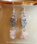 Rose quartz owl earrings