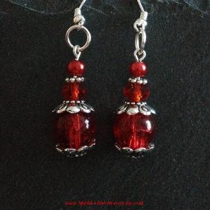 Red drop earrings.