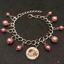 Kitty pink pearls child's bracelet.