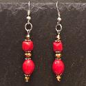 Red and gold drop earrings