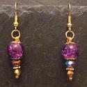 Purple crackle drop earrings