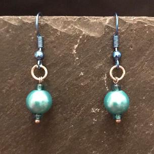 Turquoise pearl earrings.