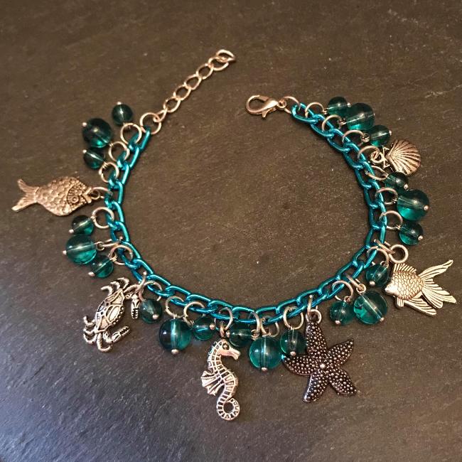 Turquoise charm bracelet.