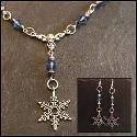Snowflake blue necklace and earings set.
