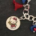 Red and blue flowers kitty child's bracelet