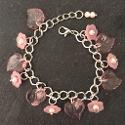 Pink flowers and leaves child's bracelet.