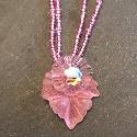 Pink leaf necklace.