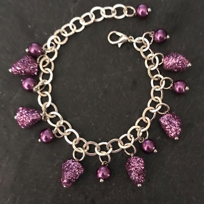 Purple Glitter Child's Bracelet - Sparkle a little bit every day